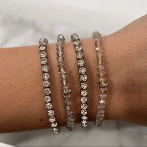 4 set stretchable bracelets 2 rhinestone 2 beaded